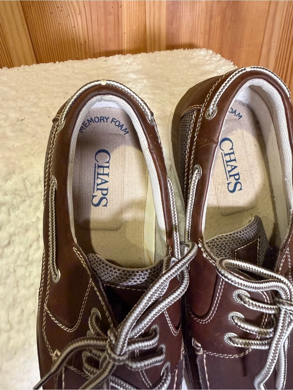 Chaps Men's Brown Leather Boat Shoes